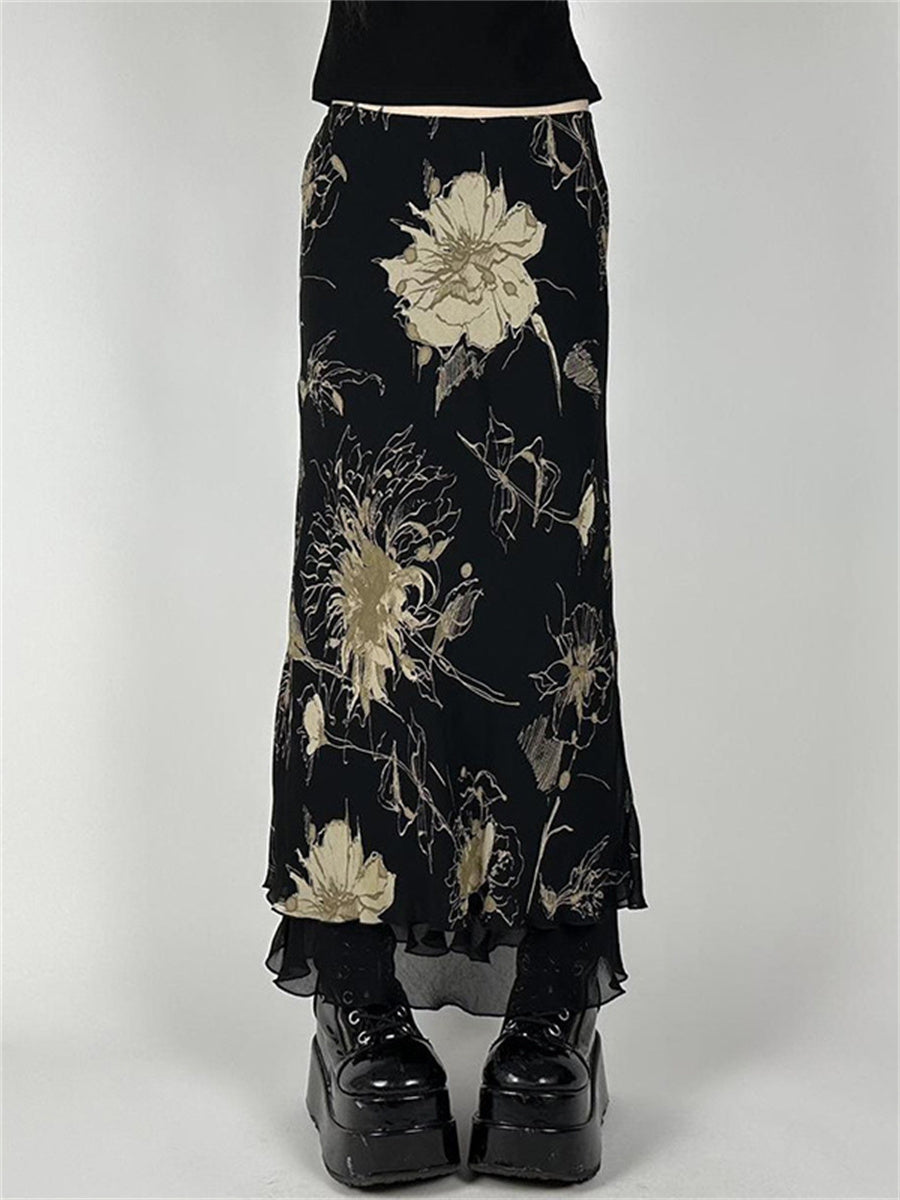 Liber Summer Women's Low Rise Plants and Flowers Skirts