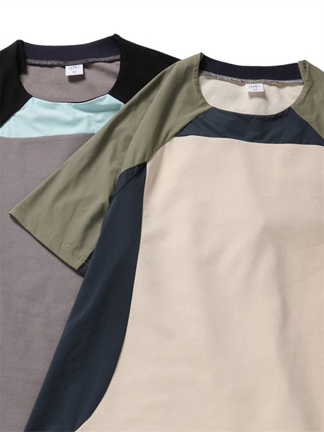 Liber Summer Men's Color matching Solid Color T-shirts
