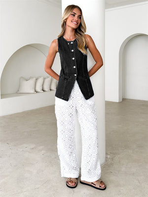 Liber Summer Women's Buttons Cowboy Vests