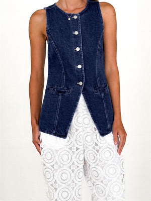 Liber Summer Women's Buttons Cowboy Vests