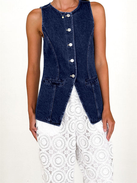 Liber Summer Women's Buttons Cowboy Vests