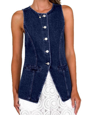 Liber Summer Women's Buttons Cowboy Vests