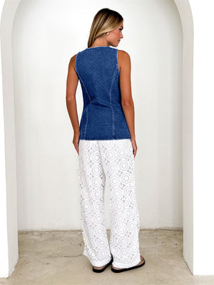 Liber Summer Women's Buttons Cowboy Vests