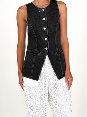 Liber Summer Women's Buttons Cowboy Vests