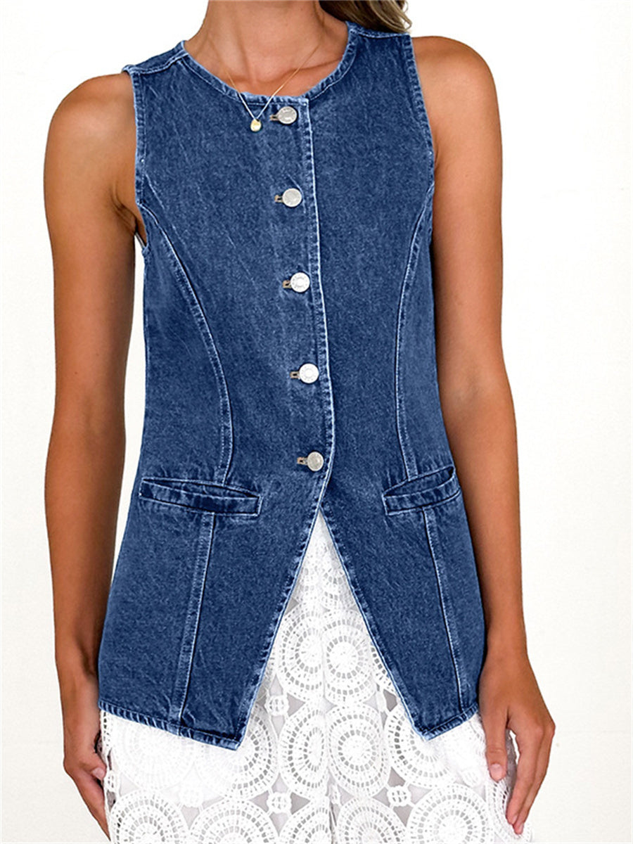 Liber Summer Women's Buttons Cowboy Vests