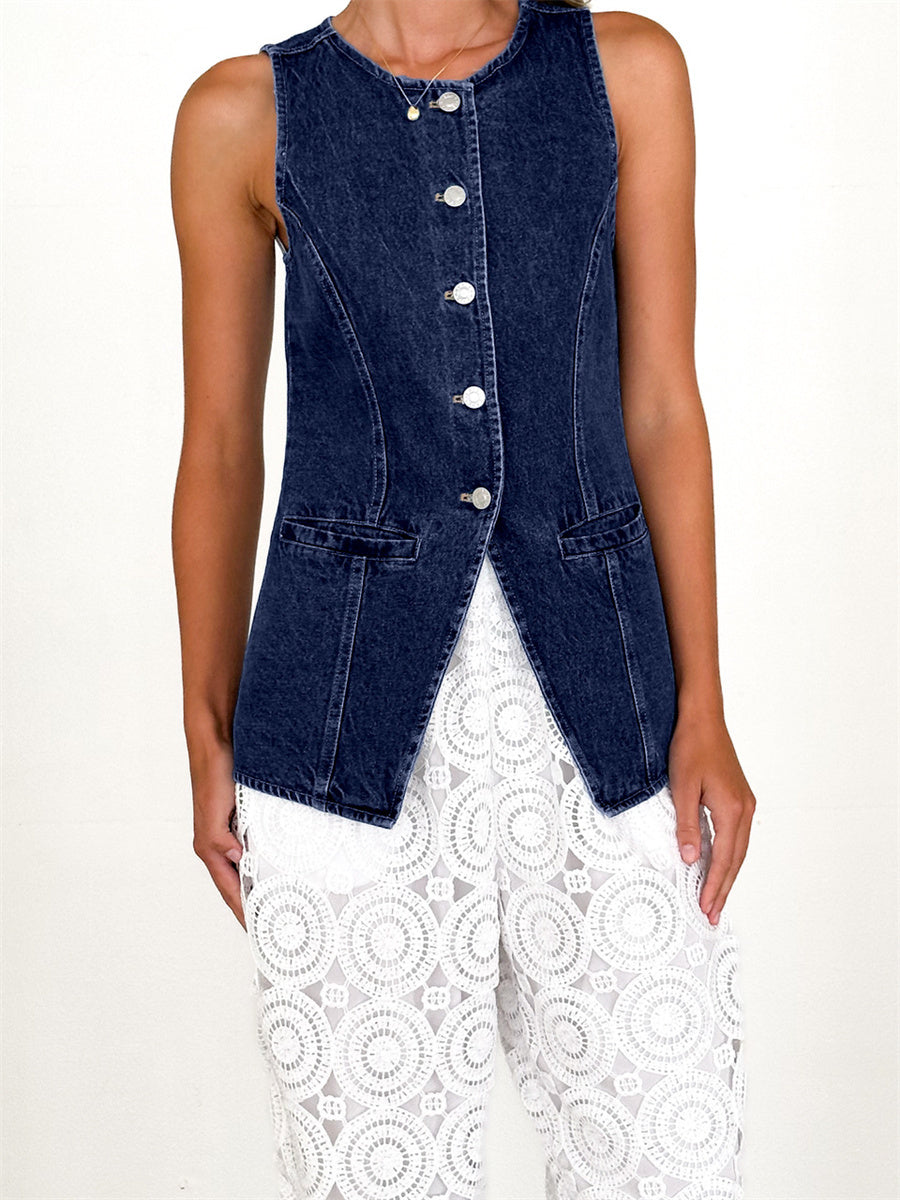 Liber Summer Women's Buttons Cowboy Vests