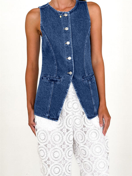 Liber Summer Women's Buttons Cowboy Vests