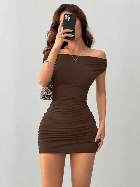 Liber Spring Women's Solid Color Short Dress