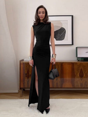 Liber Summer Women's Pleated Solid Color Midi Dresses