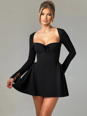 Liber Autumn Women's Bow Solid Color Mini&Short Dresses