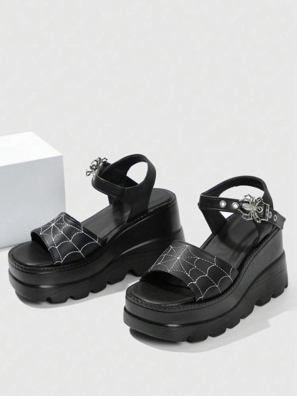 Liber Summer women's shoes spider web ladies wedge heel thick-soled sandals