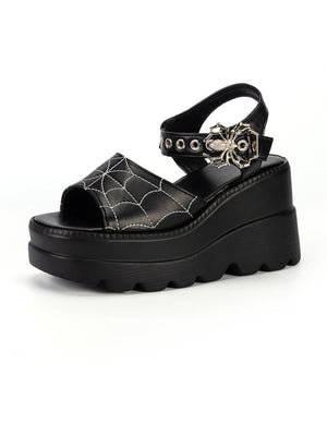 Liber Summer women's shoes spider web ladies wedge heel thick-soled sandals