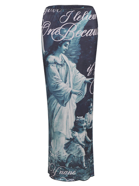 Liber Summer Women's Painting Figure Skirts