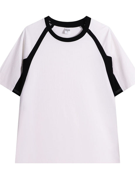 Liber Summer Men's Color matching Solid Color T-shirts