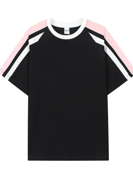 Liber Summer Men's Color matching Solid Color T-shirts