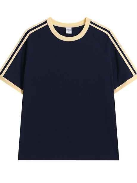 Liber Summer Men's Color matching Solid Color T-shirts