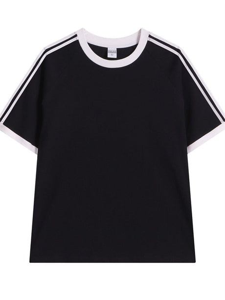 Liber Summer Men's Color matching Solid Color T-shirts