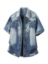 Liber Summer Men's Embroidery Floral Shirts