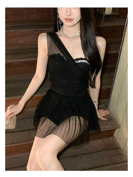 Liber Summer Women's Mesh Splicing Women's Tulle Top