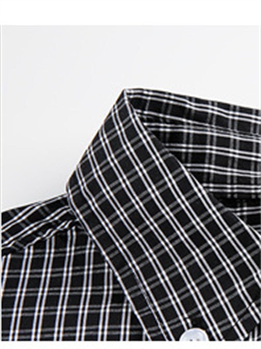 Liber SS Men's Plaid Embroidered Smock Shirt