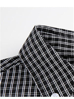 Liber SS Men's Plaid Embroidered Smock Shirt