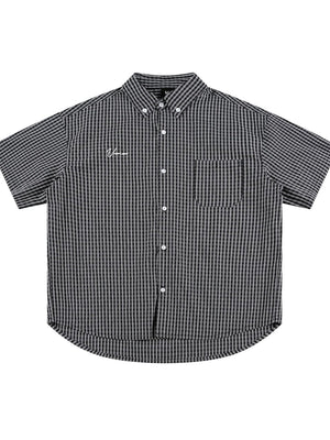 Liber SS Men's Plaid Embroidered Smock Shirt