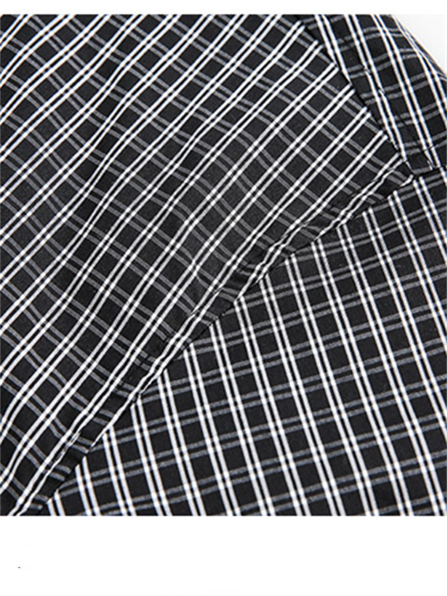 Liber SS Men's Plaid Embroidered Smock Shirt