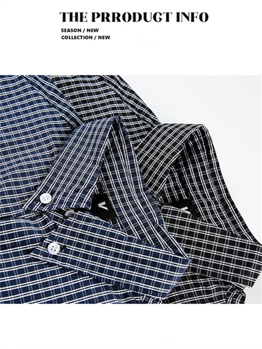 Liber SS Men's Plaid Embroidered Smock Shirt