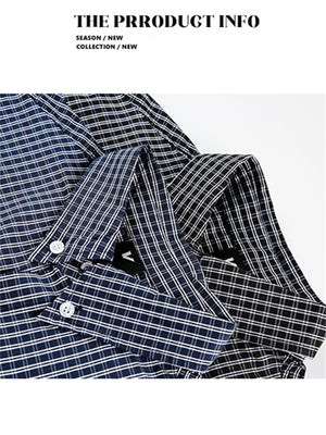 Liber SS Men's Plaid Embroidered Smock Shirt