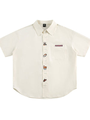 Liber SS Men's Animal Embroidered Cover-up Shirt