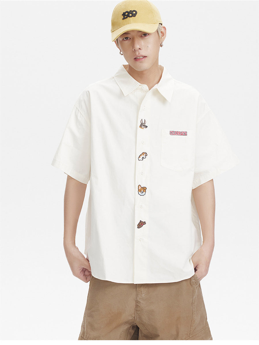 Liber SS Men's Animal Embroidered Cover-up Shirt