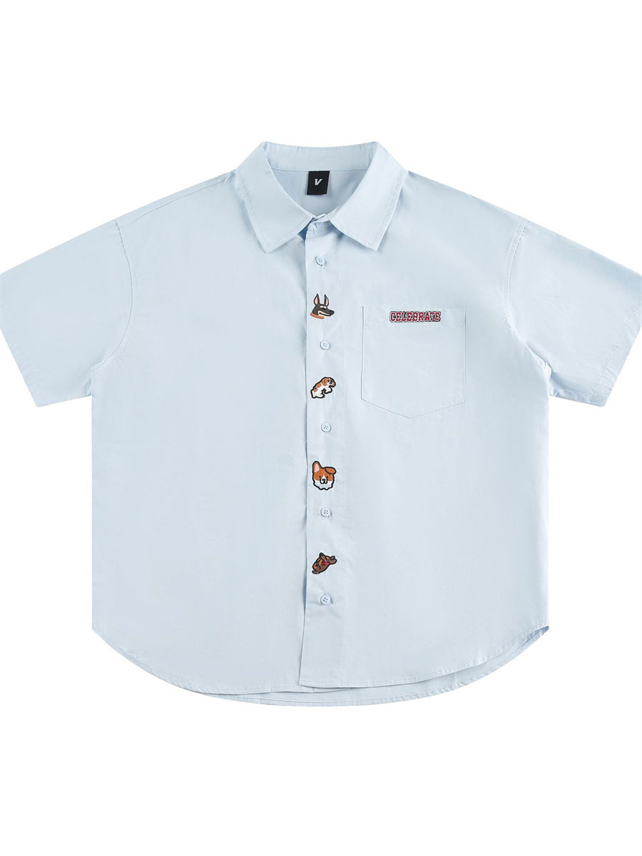 Liber SS Men's Animal Embroidered Cover-up Shirt