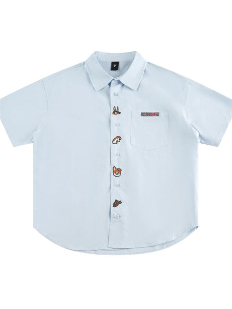 Liber SS Men's Animal Embroidered Cover-up Shirt