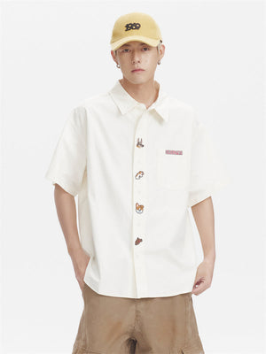 Liber SS Men's Animal Embroidered Cover-up Shirt