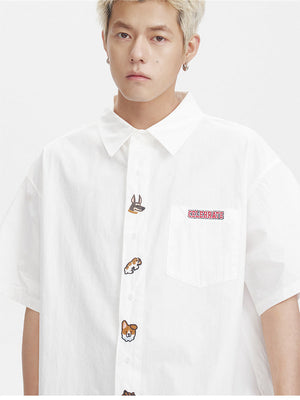 Liber SS Men's Animal Embroidered Cover-up Shirt