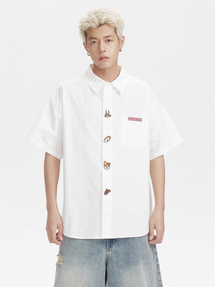 Liber SS Men's Animal Embroidered Cover-up Shirt