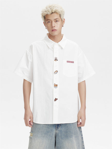 Liber SS Men's Animal Embroidered Cover-up Shirt