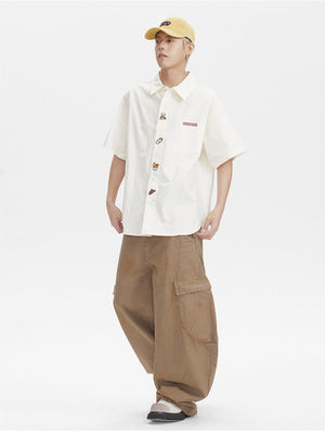 Liber SS Men's Animal Embroidered Cover-up Shirt