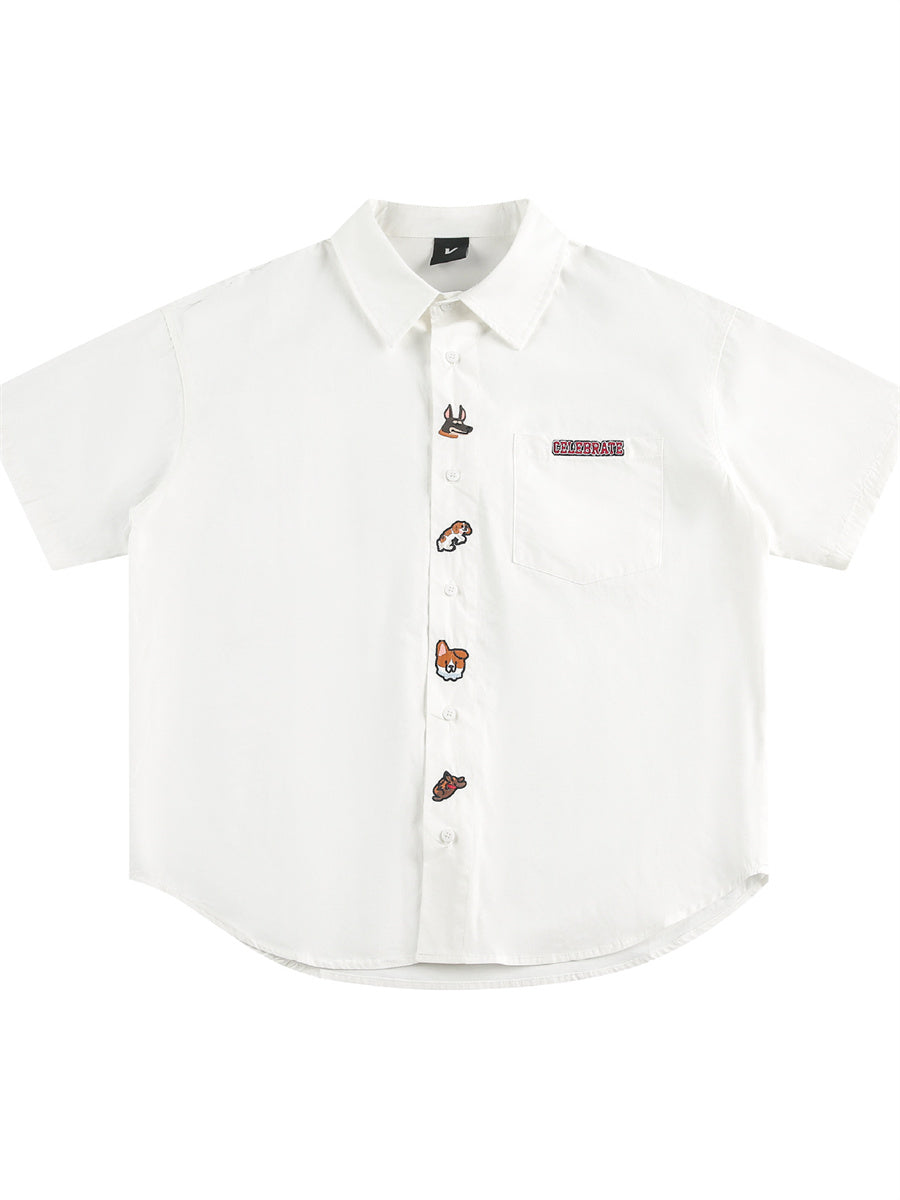Liber SS Men's Animal Embroidered Cover-up Shirt