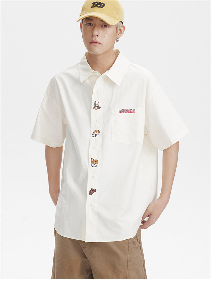 Liber SS Men's Animal Embroidered Cover-up Shirt