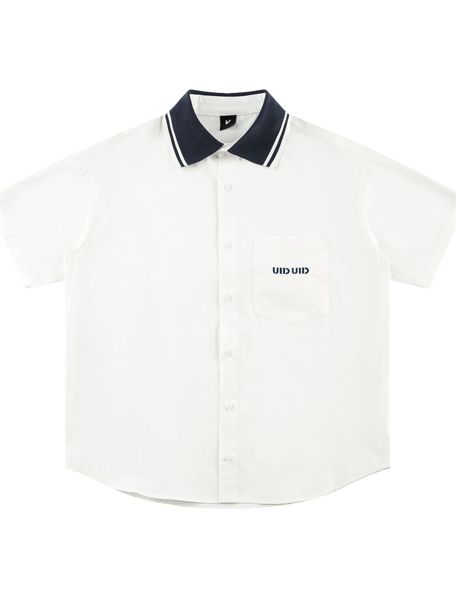 Liber SS Men's Lettering Embroidered Smock Shirt