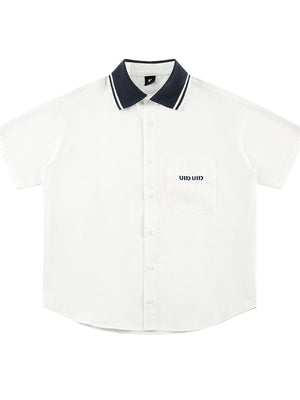 Liber SS Men's Lettering Embroidered Smock Shirt