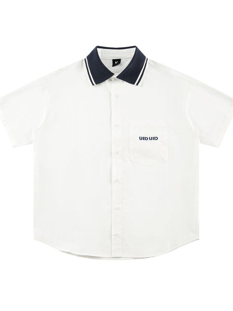 Liber SS Men's Lettering Embroidered Smock Shirt