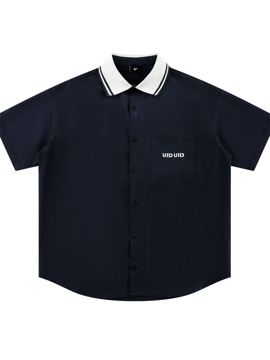 Liber SS Men's Lettering Embroidered Smock Shirt
