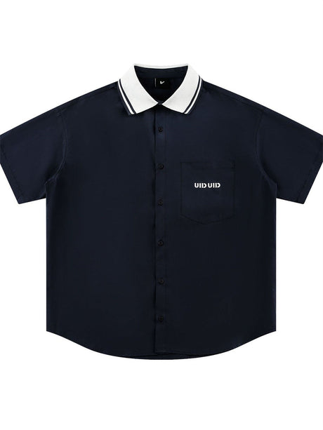 Liber SS Men's Lettering Embroidered Smock Shirt
