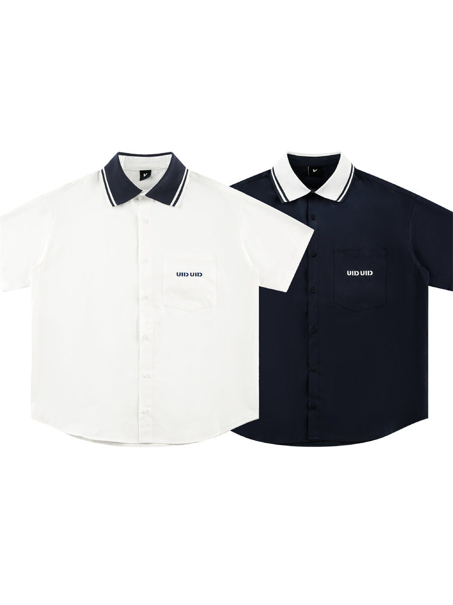 Liber SS Men's Lettering Embroidered Smock Shirt