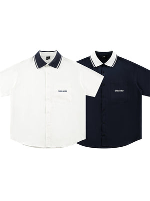 Liber SS Men's Lettering Embroidered Smock Shirt