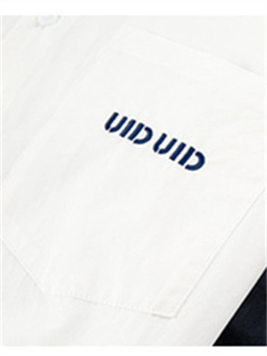 Liber SS Men's Lettering Embroidered Smock Shirt