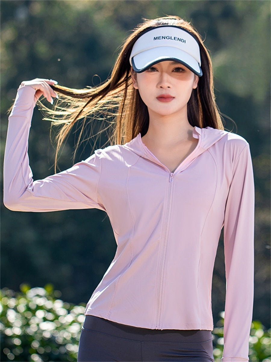 Liber SS Women's Solid Color Zipper Stand Collar Sun Protection Clothing