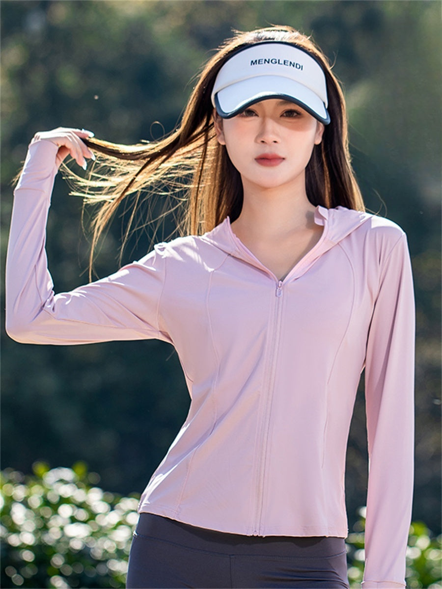 Liber SS Women's Solid Color Zipper Stand Collar Sun Protection Clothing